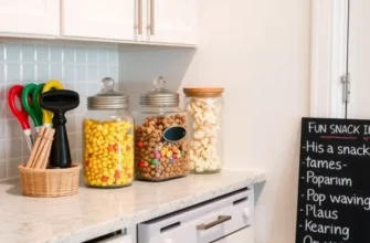 A group of friends gathered around a stylish snack station in a cozy apartment.