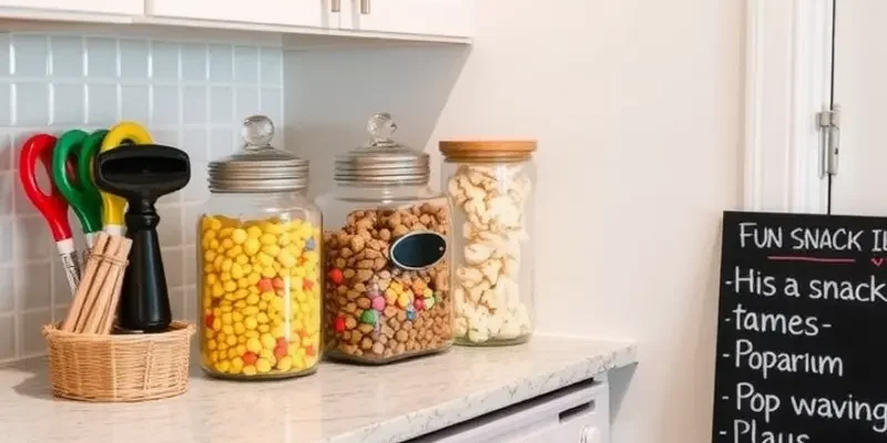 A group of friends gathered around a stylish snack station in a cozy apartment.