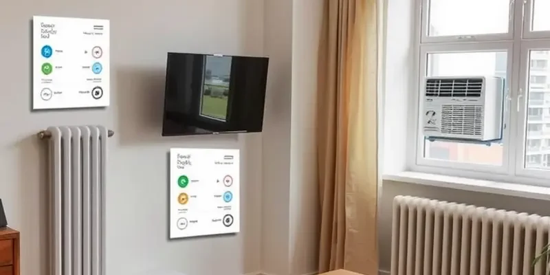 Interior of a cozy apartment showcasing a heater and inviting decor, promoting warmth and safety.