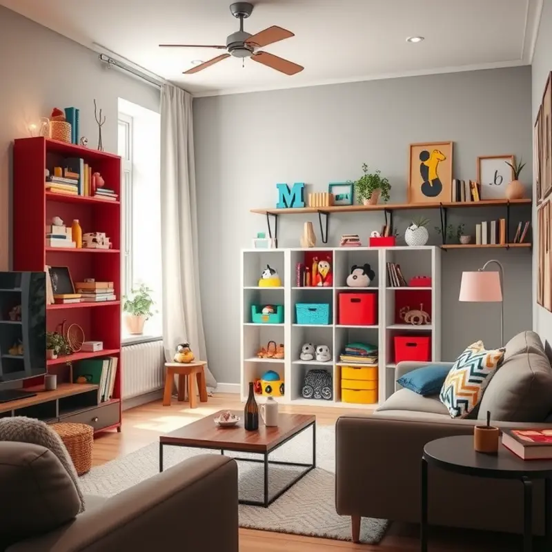 A stylish apartment with smart toy storage solutions ideal for families.