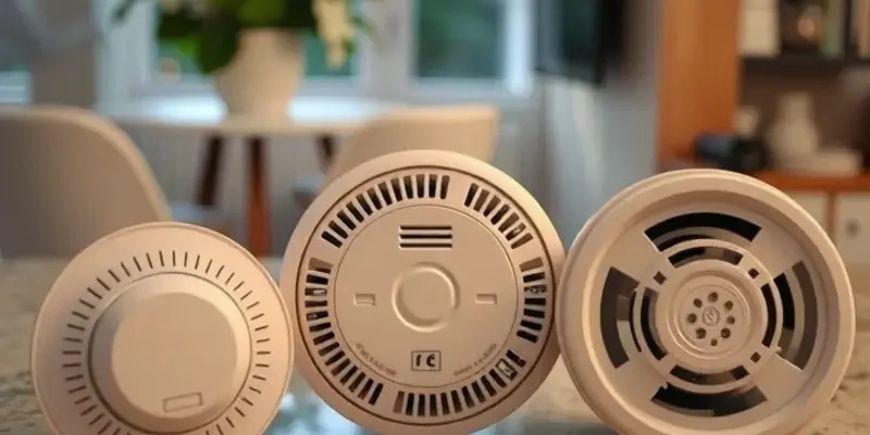 An inviting apartment interior displaying smoke alarms for safety.