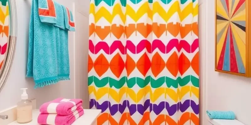 A cozy bathroom with vibrant decor and a relaxing atmosphere.