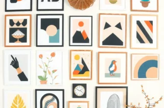 A cozy living room showcasing a rental-friendly gallery wall filled with art and personal mementos.