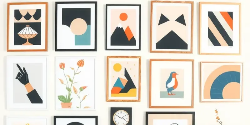 A cozy living room showcasing a rental-friendly gallery wall filled with art and personal mementos.
