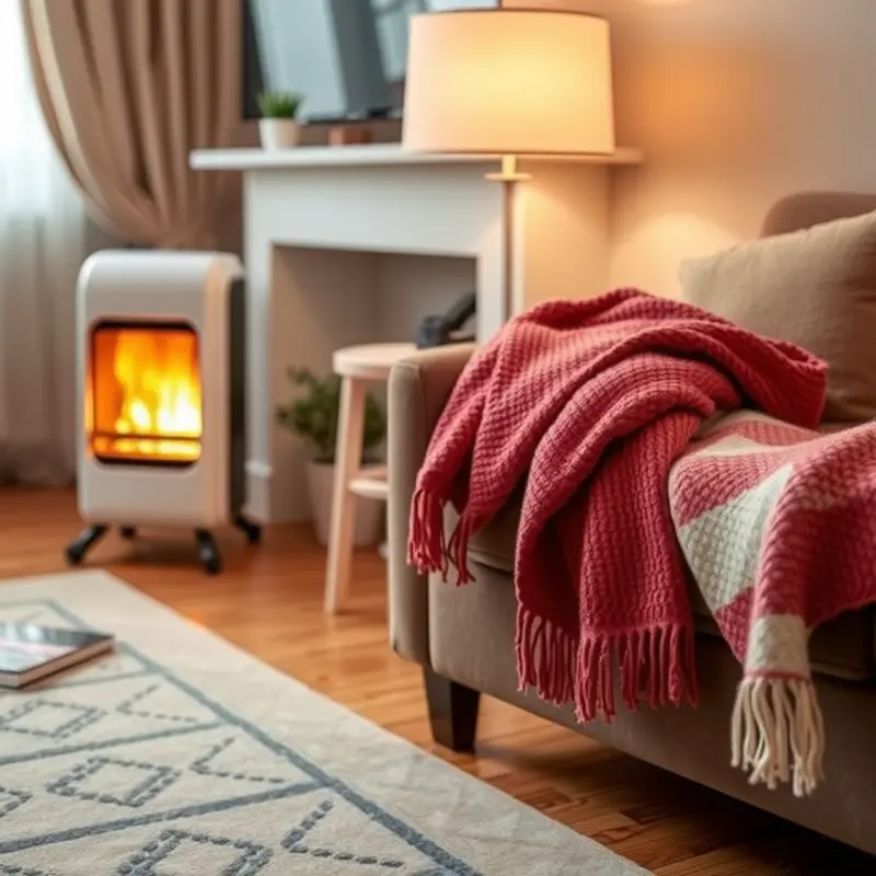 A warm living space showcasing a functioning heater.