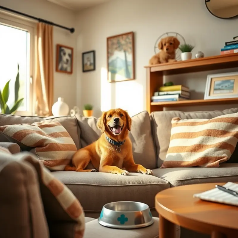 A pet-friendly apartment that perfectly accommodates both the owner and their furry friend.