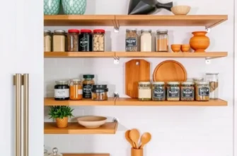 A cozy kitchen in a rental apartment with organized pantry solutions.