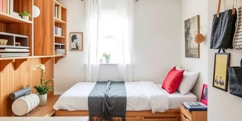 A well-organized small apartment with safety features.