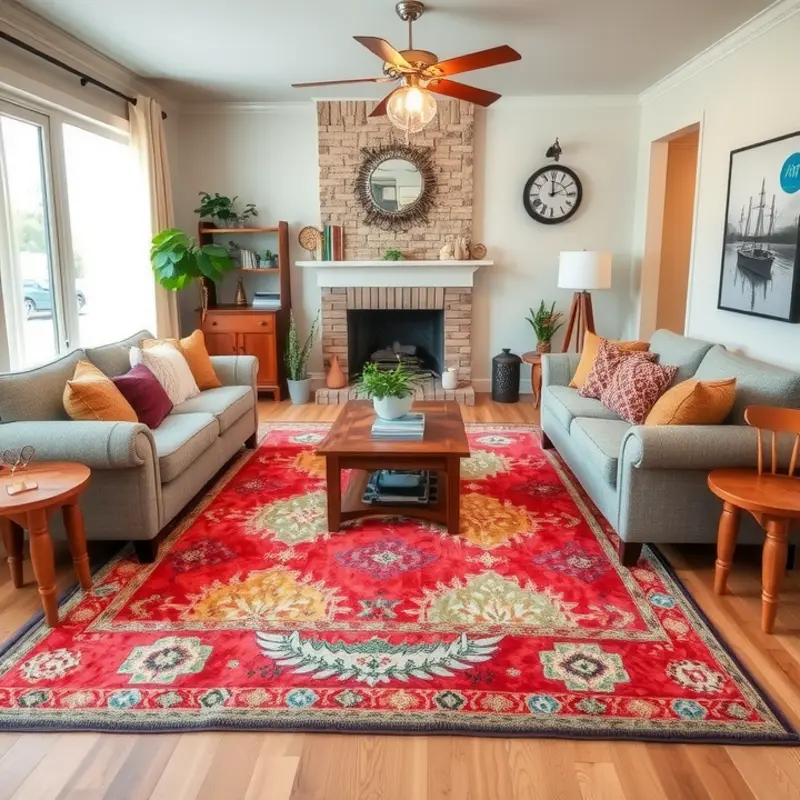 Stylish peel-and-stick flooring elevating a cozy living space.