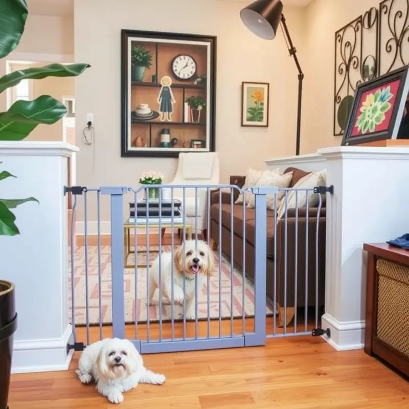 Stylish barriers creating a safe environment for pets in an apartment.