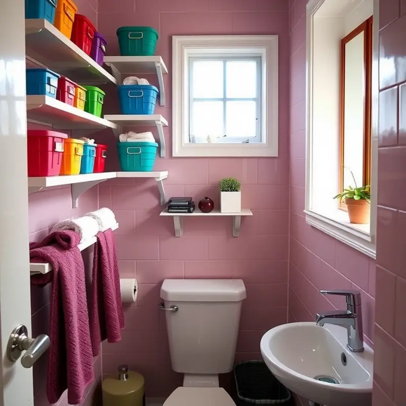 A chic bathroom showcasing smart vertical storage ideas.