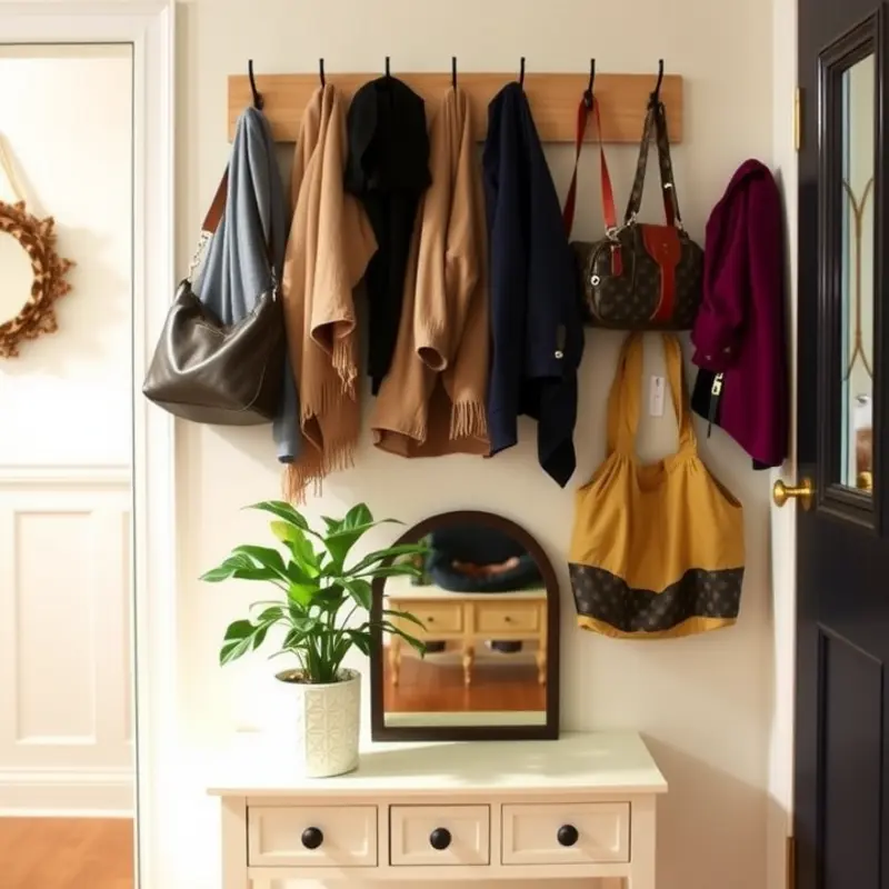 A charming gallery wall showcasing personal artwork and photos using command hooks.