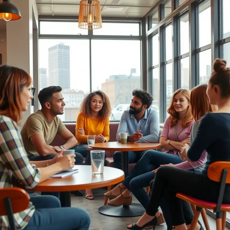 A group of renters engaging in a conversation about rent control.