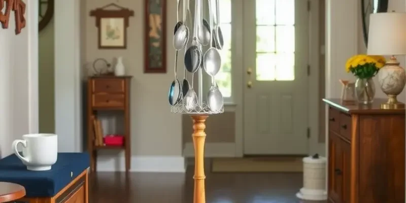 A collection of DIY coat stands in a well-decorated entryway.