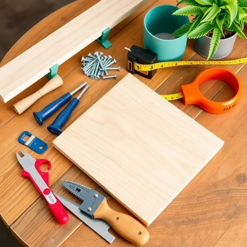 Essential tools and materials for building a DIY floating desk.