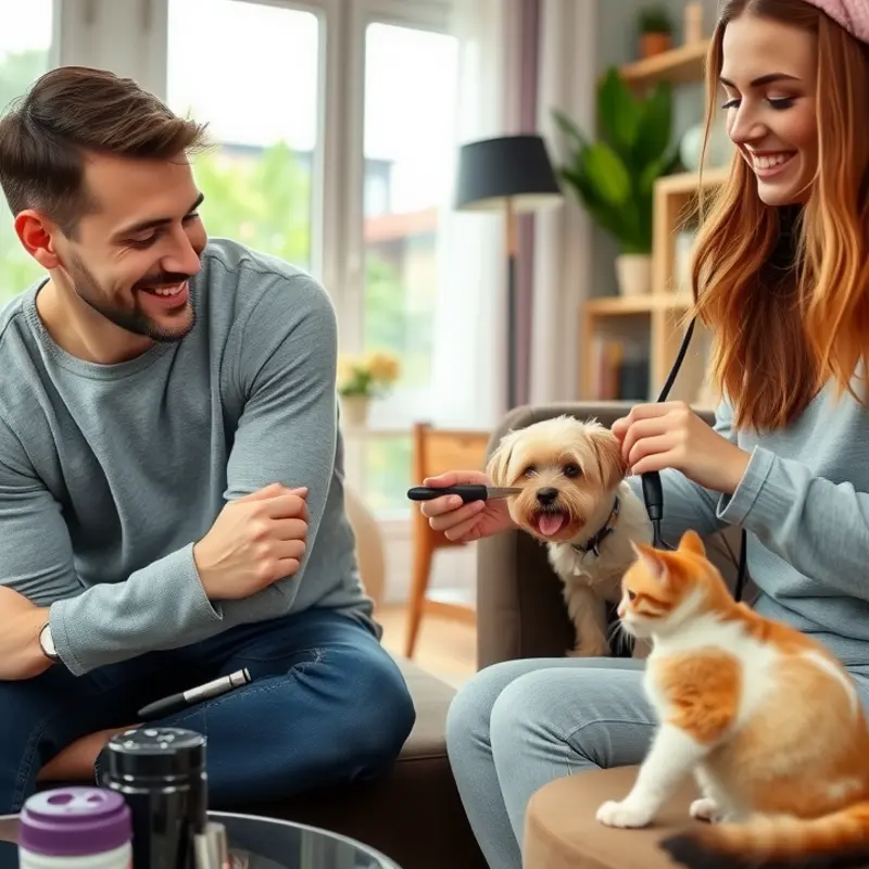 A dedicated grooming space showcasing organization and comfort for pets.