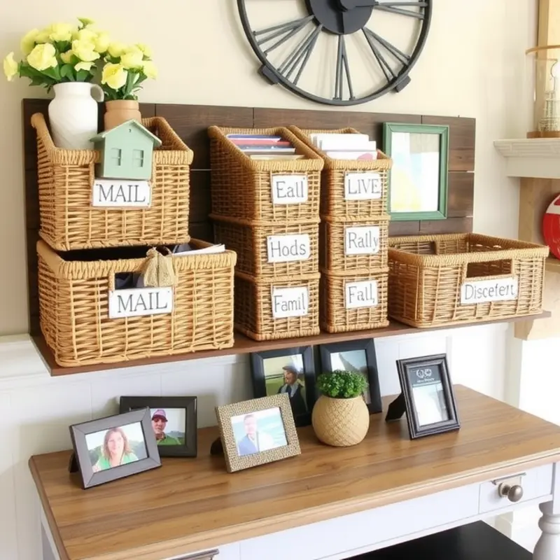 A chic wall-mounted mail organizer display.