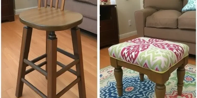 A cozy living room showcasing a DIY storage ottoman and decor.