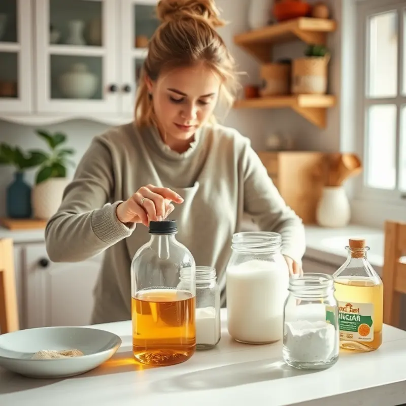 An array of cleaning supplies labeled as pet-friendly, showcasing a variety of natural ingredients.