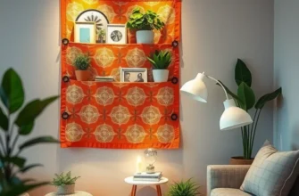 An inviting living room featuring different styles of DIY wall pockets filled with plants, stationery, and decorative objects.