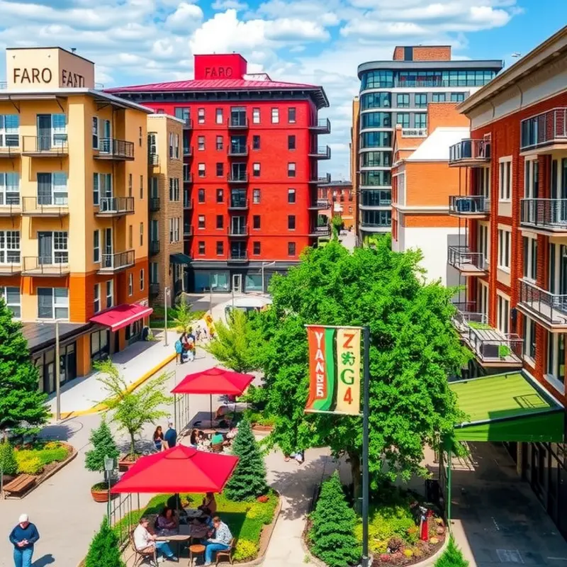 Fargo’s downtown area, an ideal spot for young professionals and students seeking rental options.