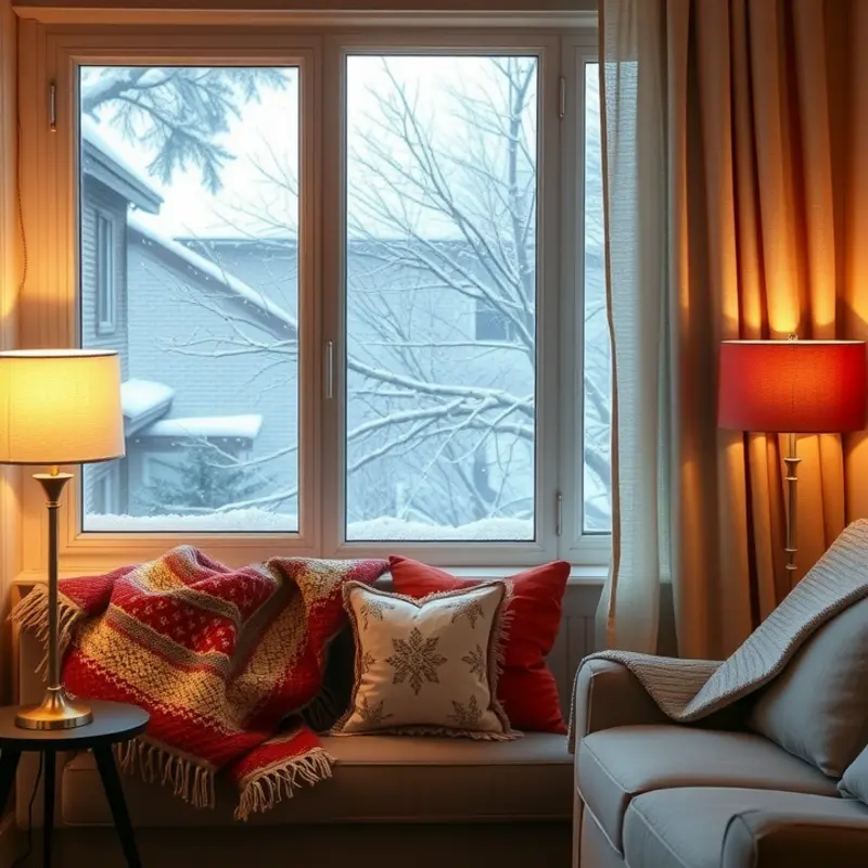 A cozy apartment showing the perfect winter-proofing with sealed windows and a comforting atmosphere.