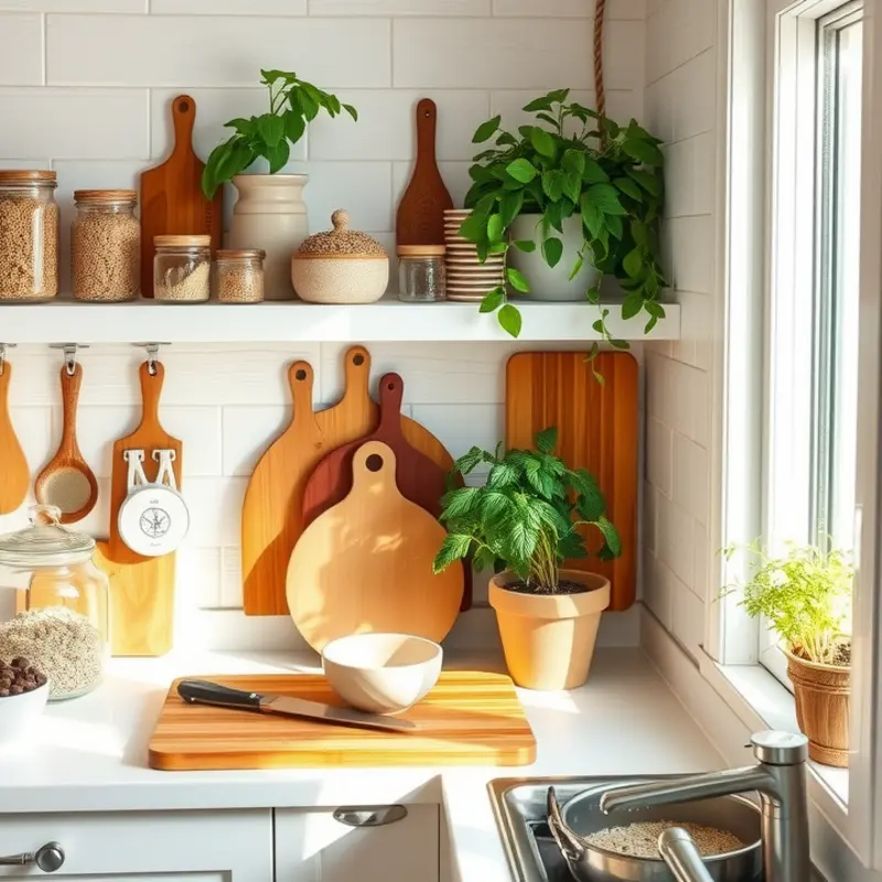 A vibrant, sustainable kitchen promoting eco-friendly practices.