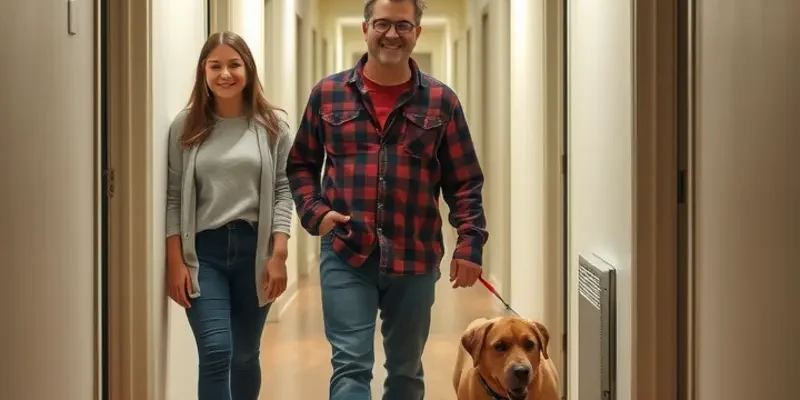 A family and children joyfully interacting with their pets in a safe, warm apartment environment.