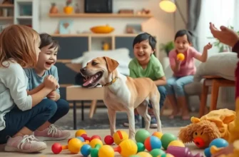 Families with pets engaging in various indoor activities, showcasing joy and companionship.
