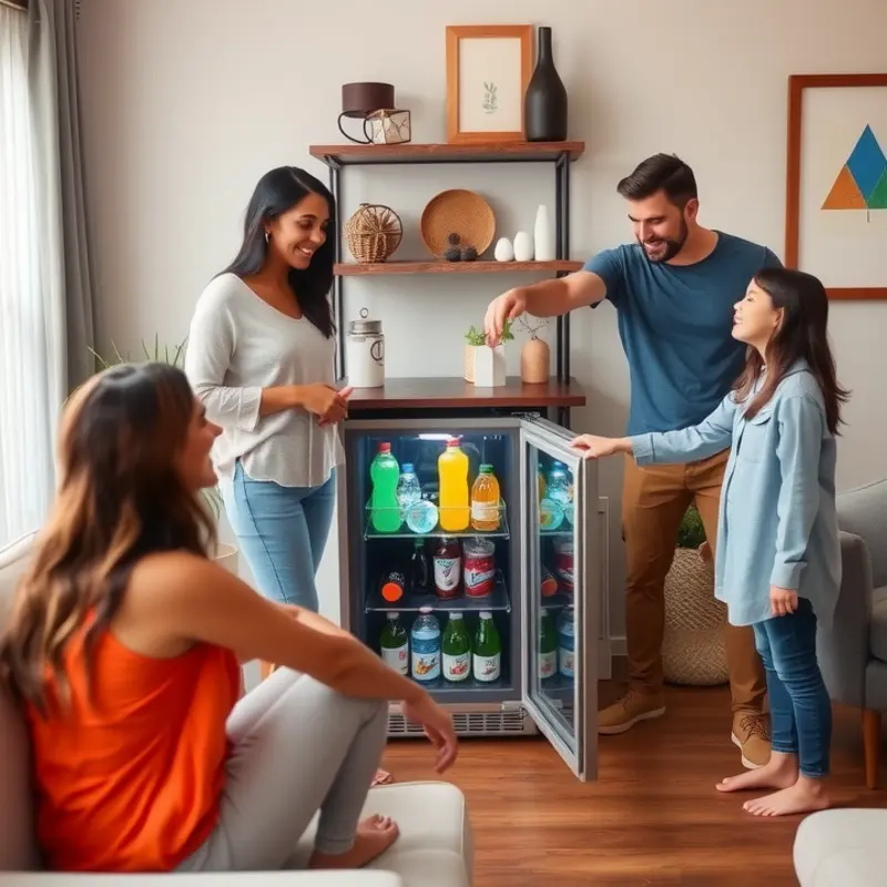 Stylish beverage coolers enhance any apartment’s aesthetics while keeping drinks cold.