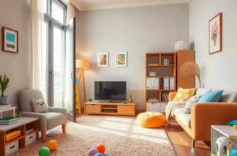 A cheerful family apartment with dedicated children’s areas and pet-friendly elements.