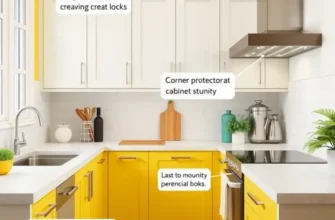 A cozy kitchen designed for family safety, with childproofing solutions visible.