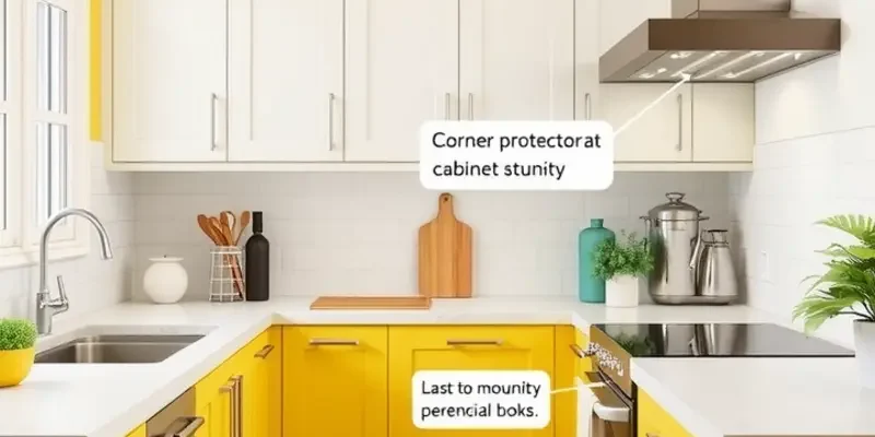A cozy kitchen designed for family safety, with childproofing solutions visible.
