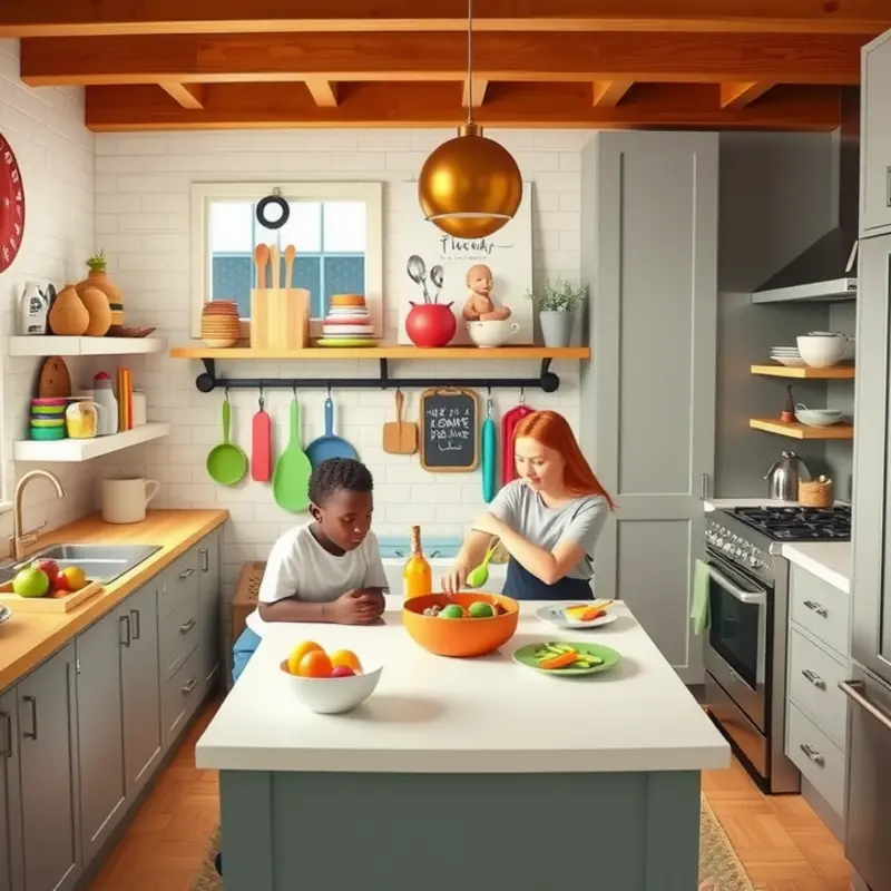 A welcoming kitchen where families cook together safely and comfortably.