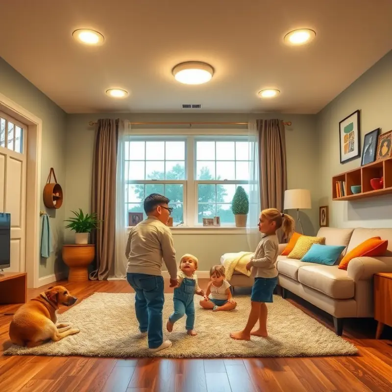 Safe and cozy lighting in a family living room.