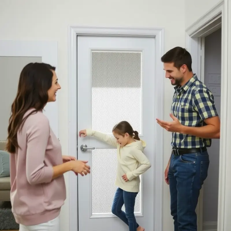 A family working together to ensure their apartment is safe and secure.