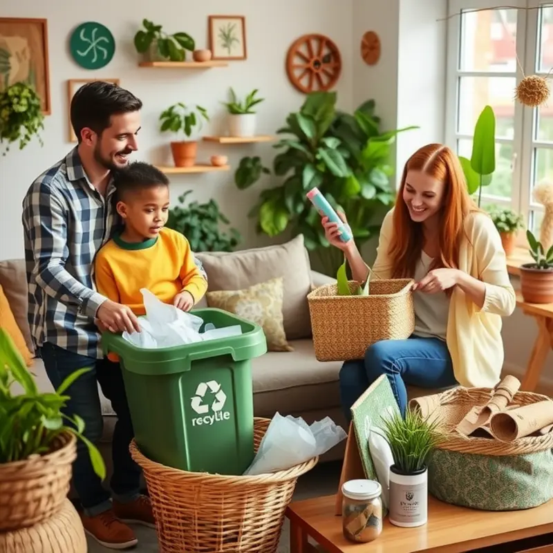 A bright and organized recycling area in a trendy apartment.