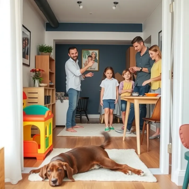 A vibrant family life in an apartment showcasing daily routines.
