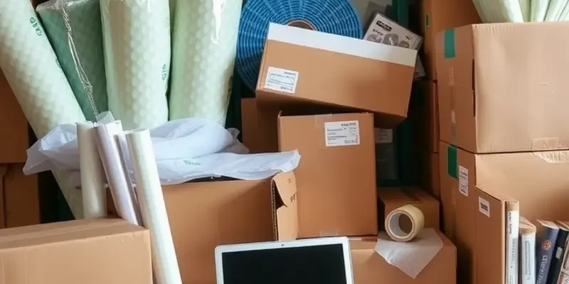 Happy family unpacking electronics together in their new home, surrounded by moving boxes.