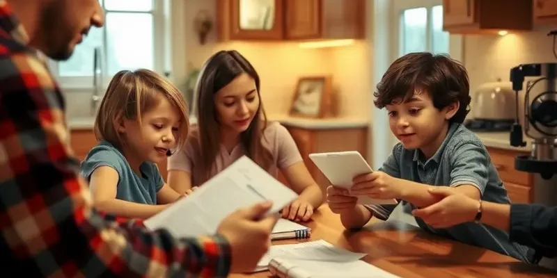 A family bonding and relaxing in a cozy living room that exudes warmth and togetherness.