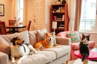 A family with a dog and a cat enjoying their time at home in a pet-friendly apartment.
