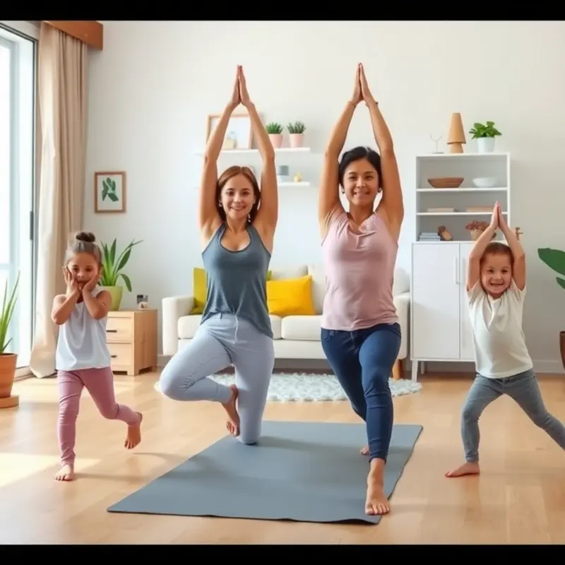 A picturesque yoga corner set up in a small apartment, conveying relaxation and style.
