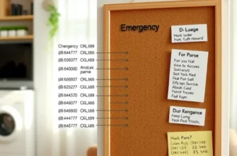 A collage displaying emergency contacts and safety protocols in a cozy apartment.