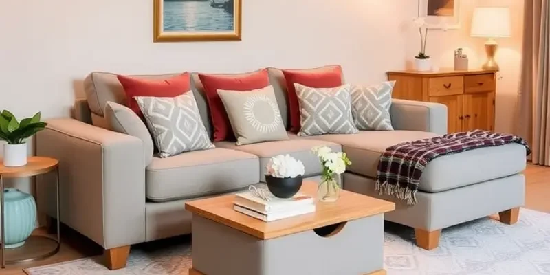 A cozy living area showcasing various small-space furniture solutions for apartments.