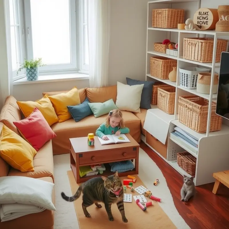 A perfect blend of style and safety in a family-friendly living room.
