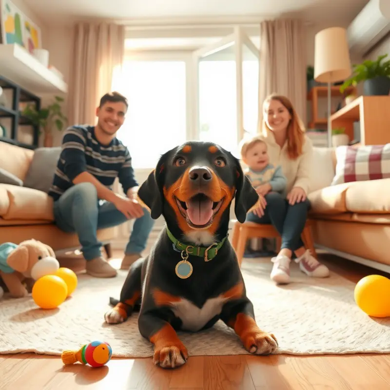 A warm family setting highlighting the importance of pet identification.
