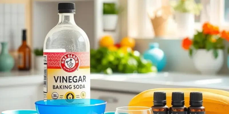 Family cleaning their apartment, smiling and bonding over DIY cleaning products.