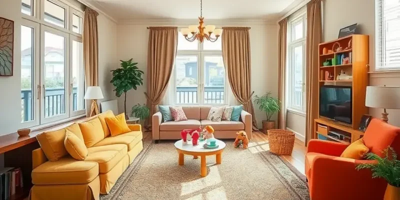 A cheerful family engaging in activities in their cozy and safe apartment, embodying family-friendly design.
