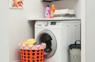 A happy family of four folding laundry together in a bright and cheerful home environment.