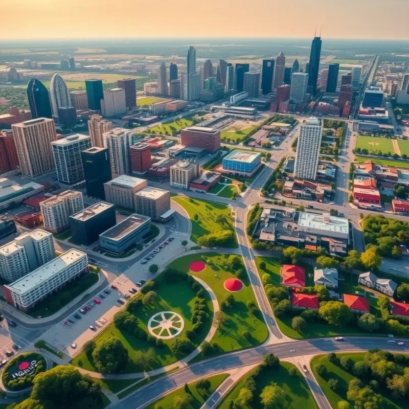 Aerial view illustrating the diversity of Houston’s neighborhoods.